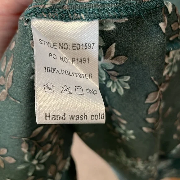 Green Floral Slip Midi Dress - Picture 8 of 8